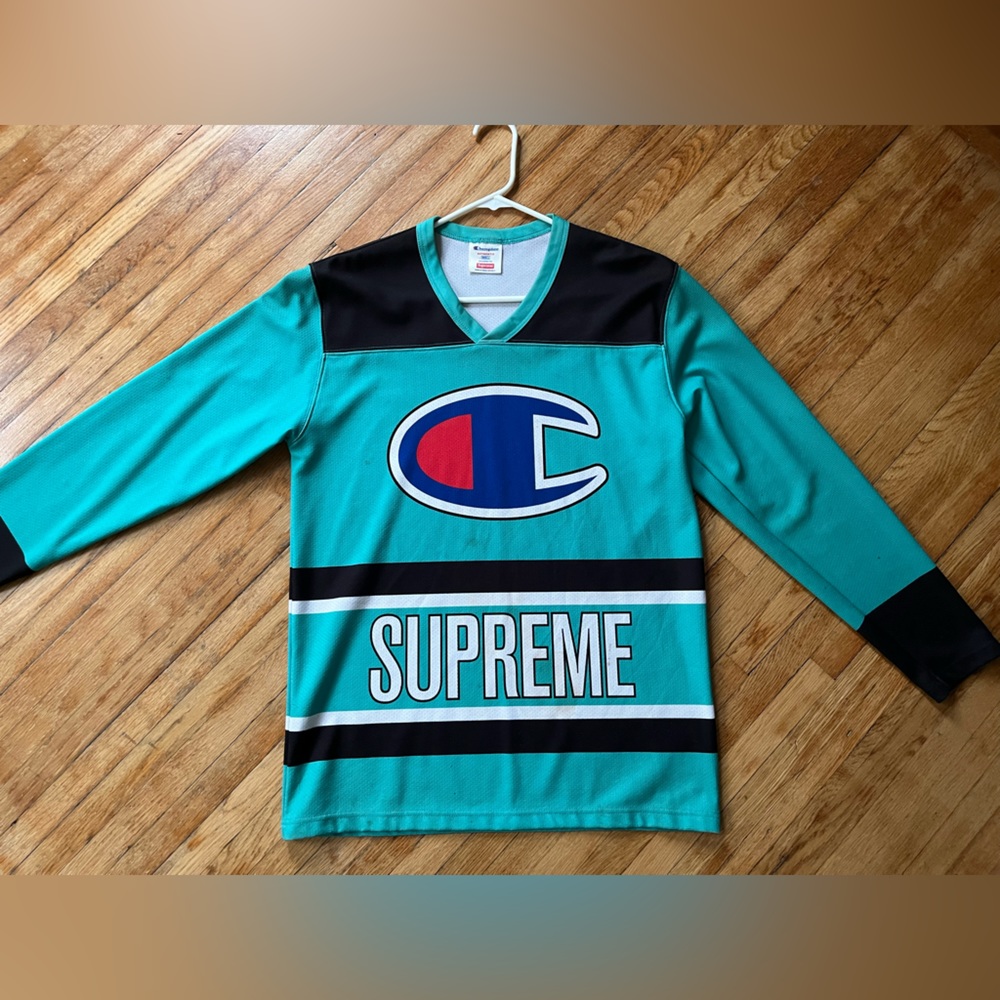 Supreme x Champion Hockey Jersey in Teal (size small) (2014)